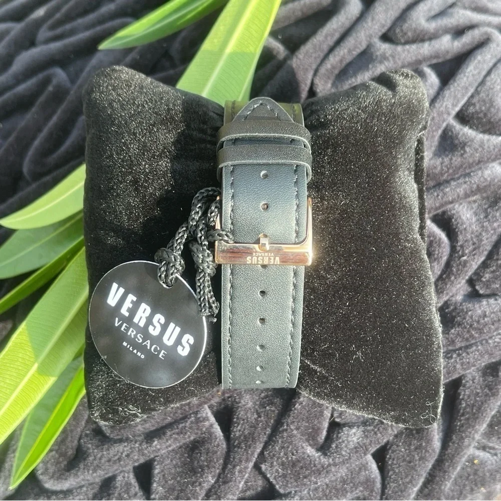NWT 𝅺Versus Versace Stainless Steel Chronograph Leather Strap Rose Gold